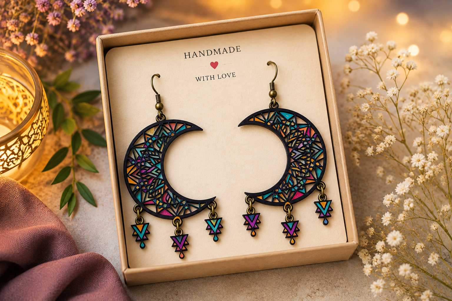 Crescent Moon Dangle Earring