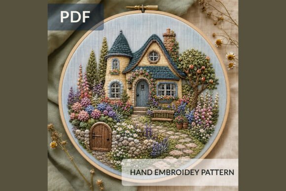 Custom Cottage Embroidery Pattern Floral