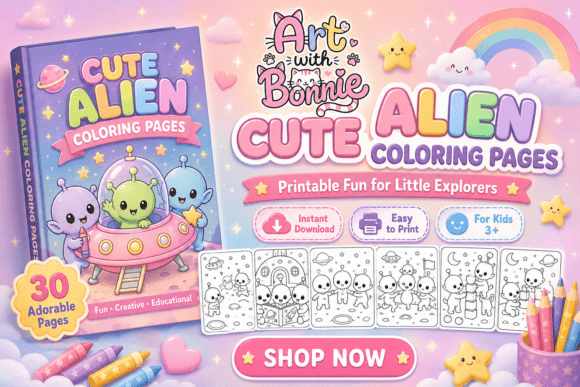 Cute Alien Coloring Pages for Kids PDF