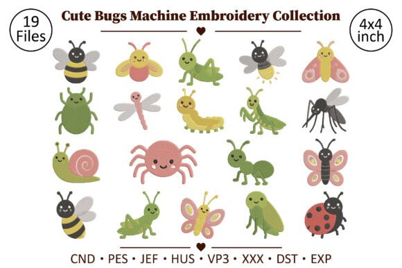 Cute Bugs Machine Embroidery Collection