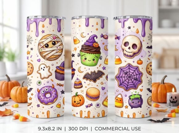 Cute Halloween Tumbler Wrap PNG