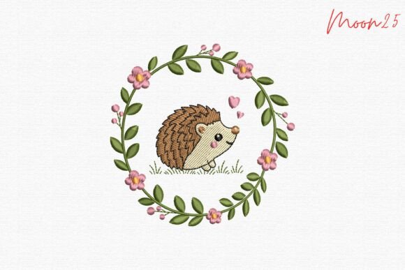 Cute Hedgehog Floral Wreath