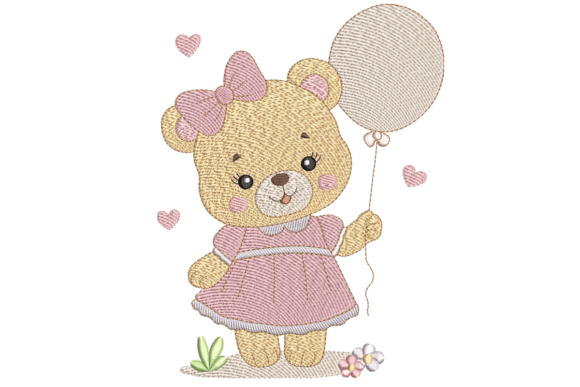 Cute Teddy Bear with Balloon