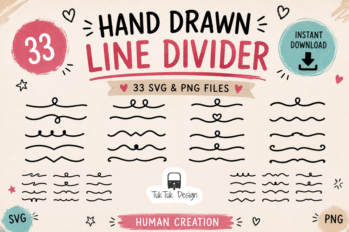 Decorative Line Divider SVG PNG Bundle
