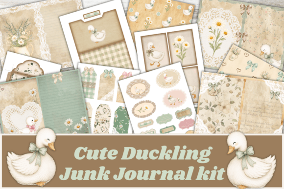Duckling Junk Journal Kit, Vintage Pages