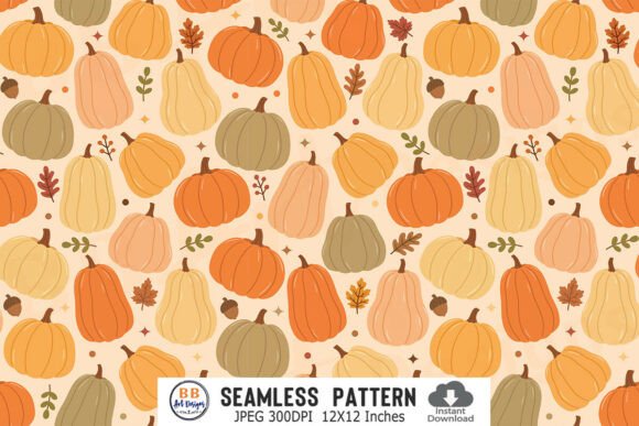 Fall Pumpkin Pattern Autumn Seamless