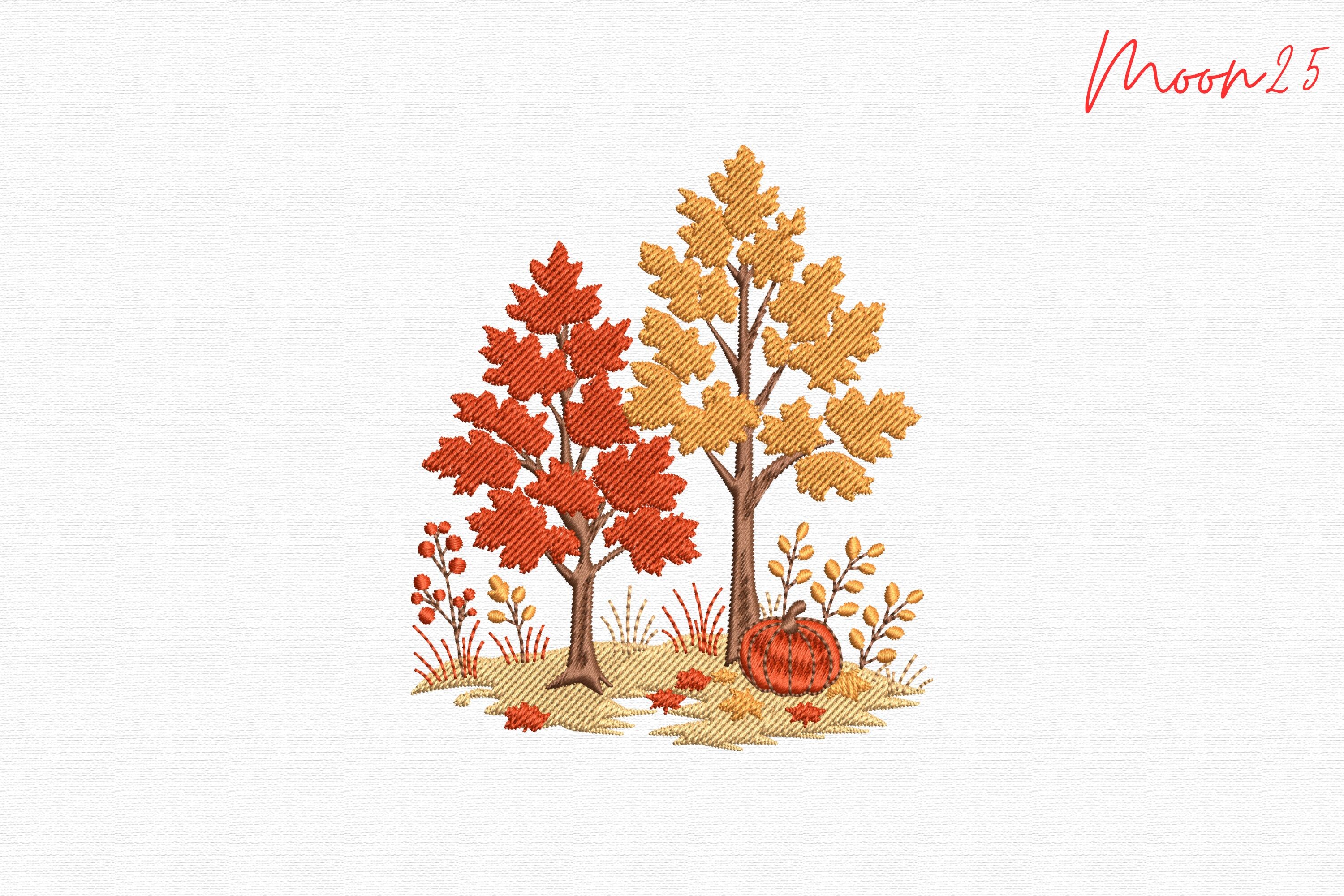 Fall Trees & Pumpkin