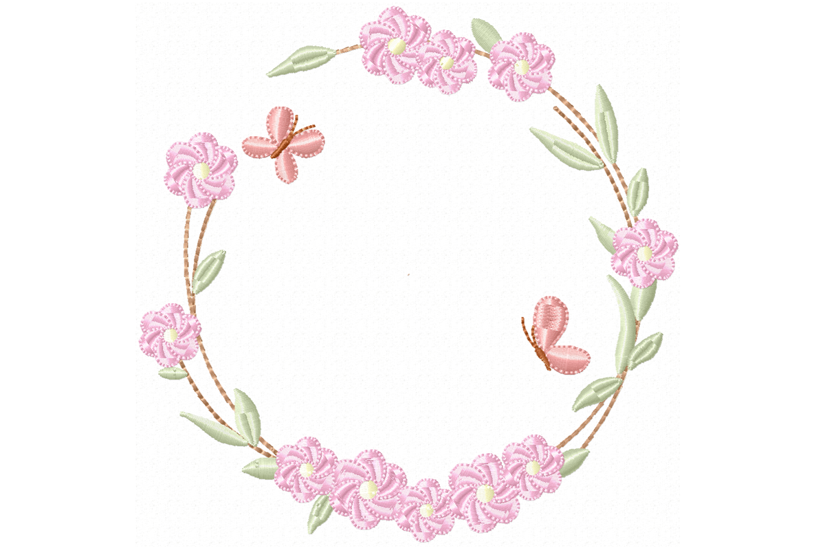 Floral Embroidery Wreath Frame