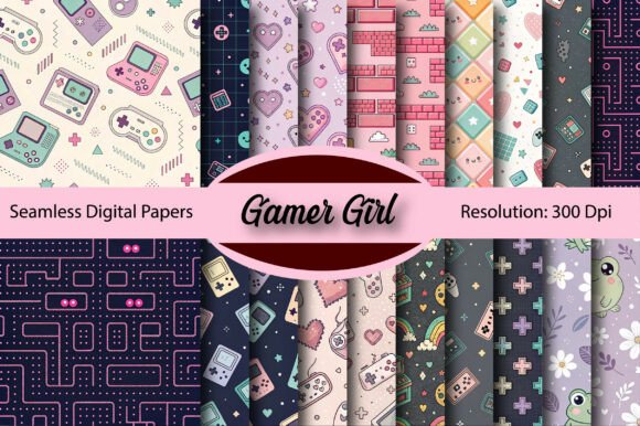 Gamer Girl Seamless Digital Paper
