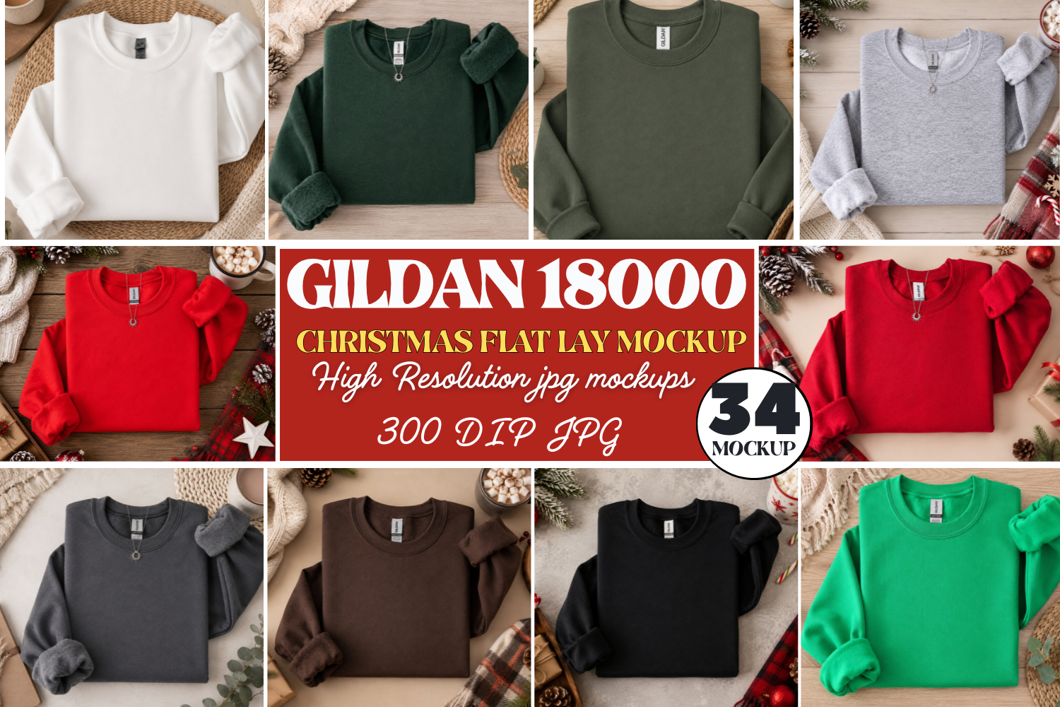 Gildan 18000 Christmas Mockup Bundle