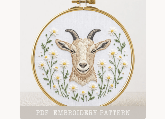 Goat Embroidery Pattern PDF