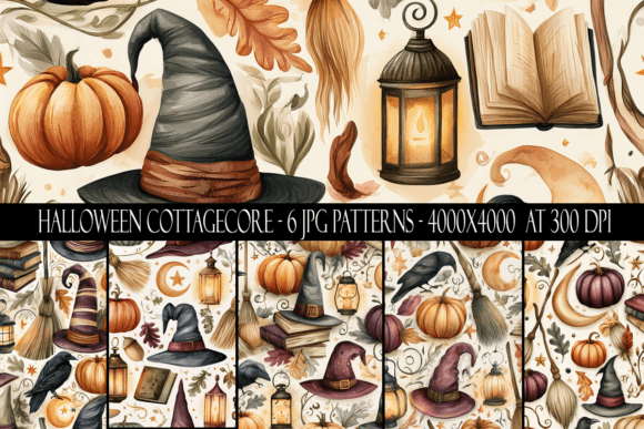 Halloween Cottagecore Seamless Patterns Graphic Patterns By Digital Paper Packs