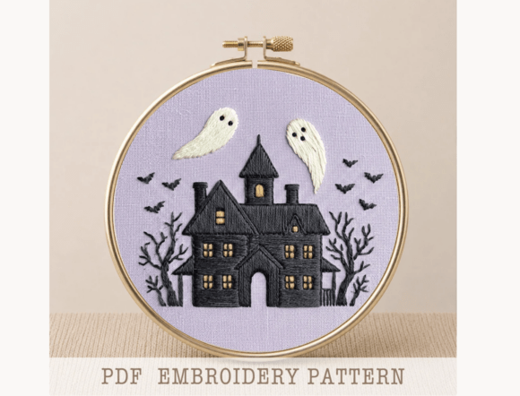 Haunted House Hand Embroidery Pattern