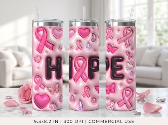 Hope Breast Cancer Ribbon Tumbler Wrap