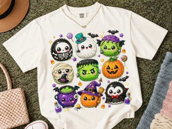 Kawaii Halloween Characters PNG Shirt