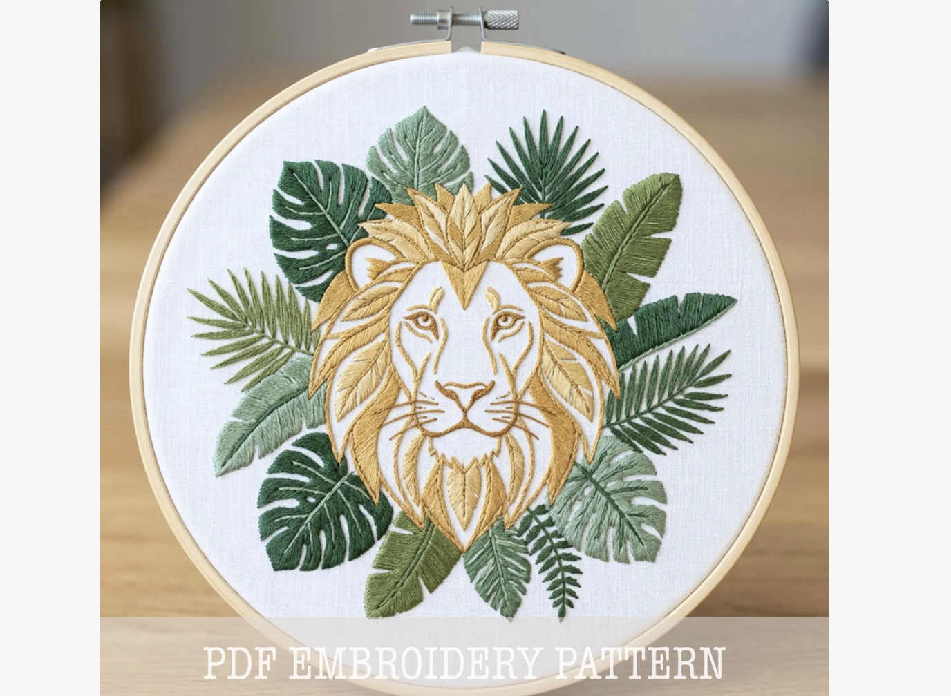 Lion Hand Embroidery Design: