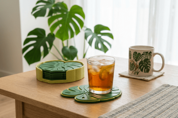 Monstera Leaf Coaster & Holder STL Files - Tropical 3D Print - Image 1