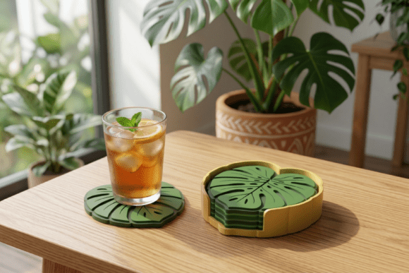Monstera Leaf Coaster & Holder STL Files - Tropical 3D Print - Image 2