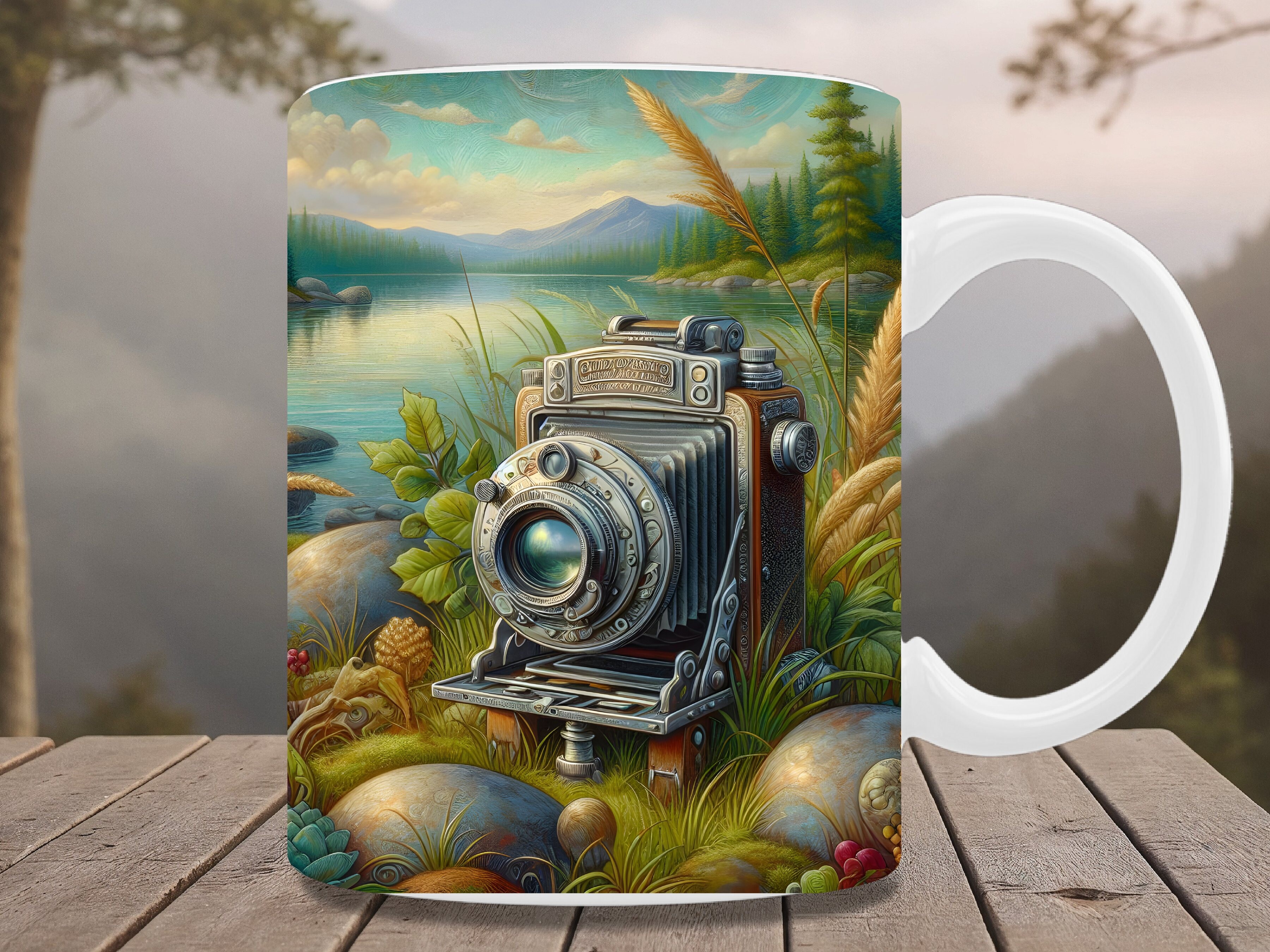 Nature Vintage Camera PNG Mug Wrap