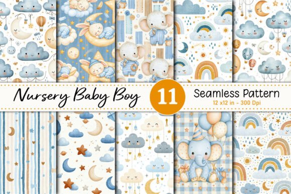 Nursery Baby Boy Seamless Pattern