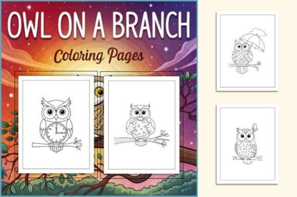 Owl on a Branch Coloring Pages for Kids