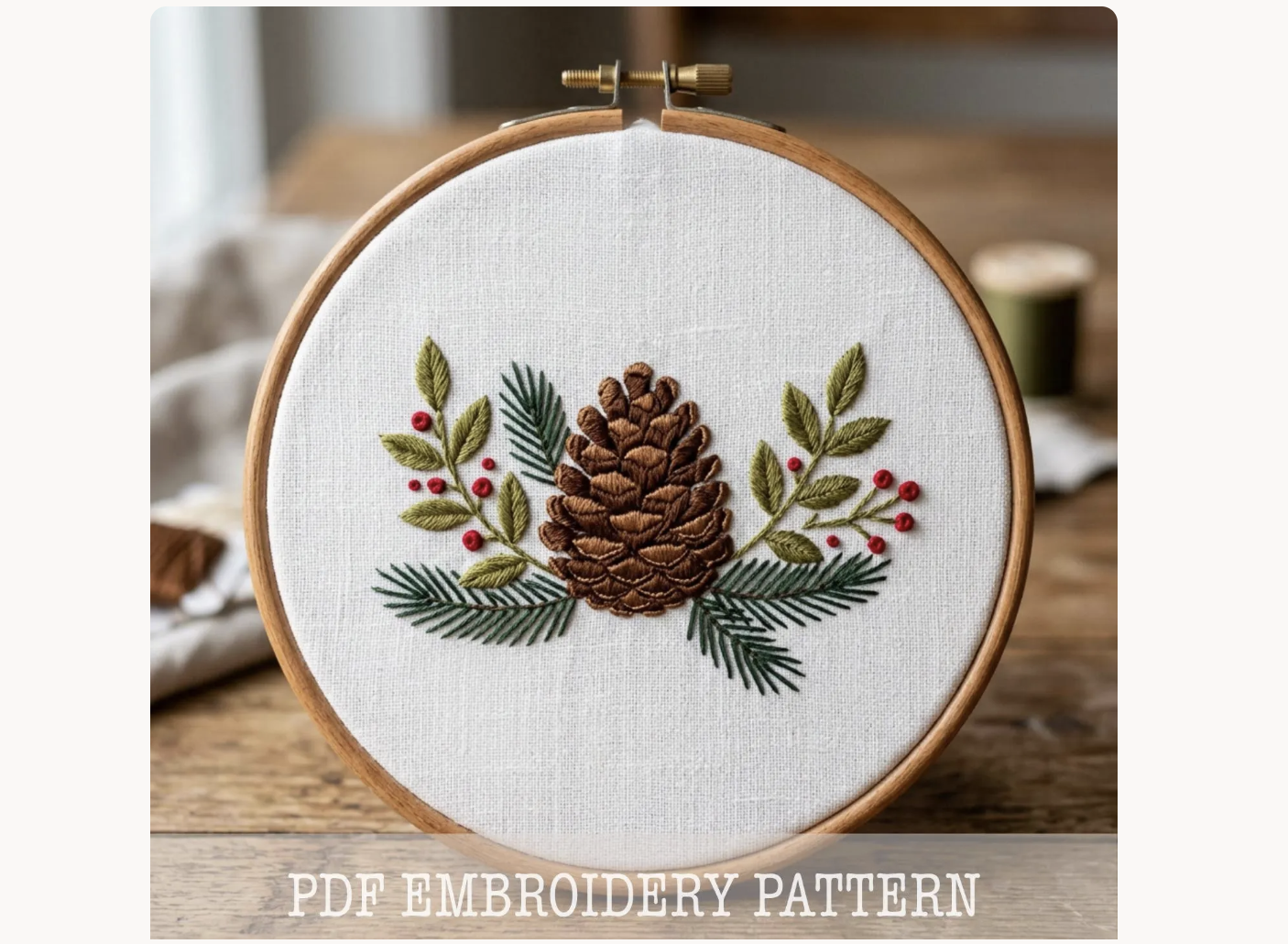 Pinecone Embroidery Pattern PDF