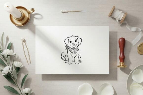 Puppy Dog Bone Bandana Coloring