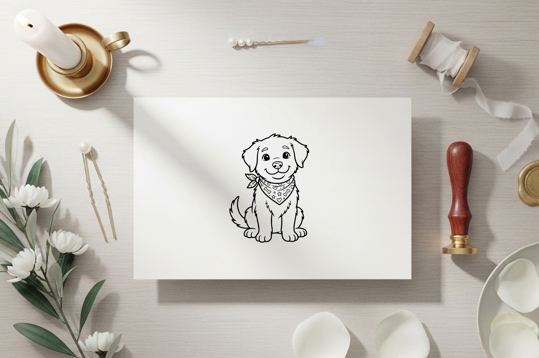Puppy Dog Bone Bandana Coloring