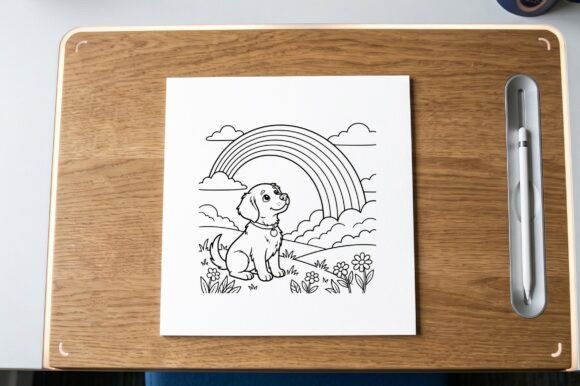 Puppy Rainbow Coloring Page