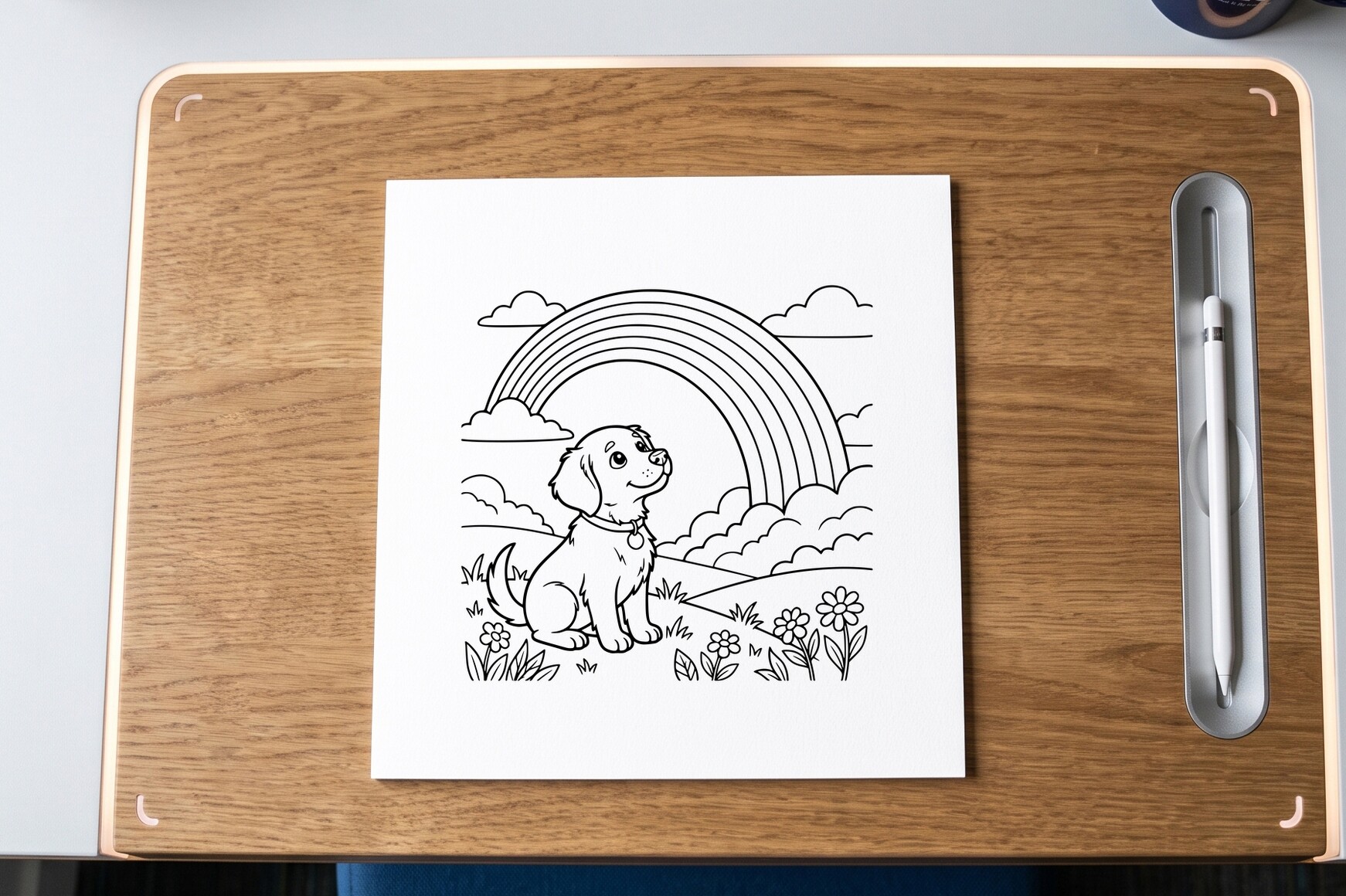 Puppy Rainbow Coloring Page
