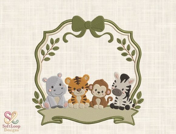 Safari Baby Animals Embroidery Design