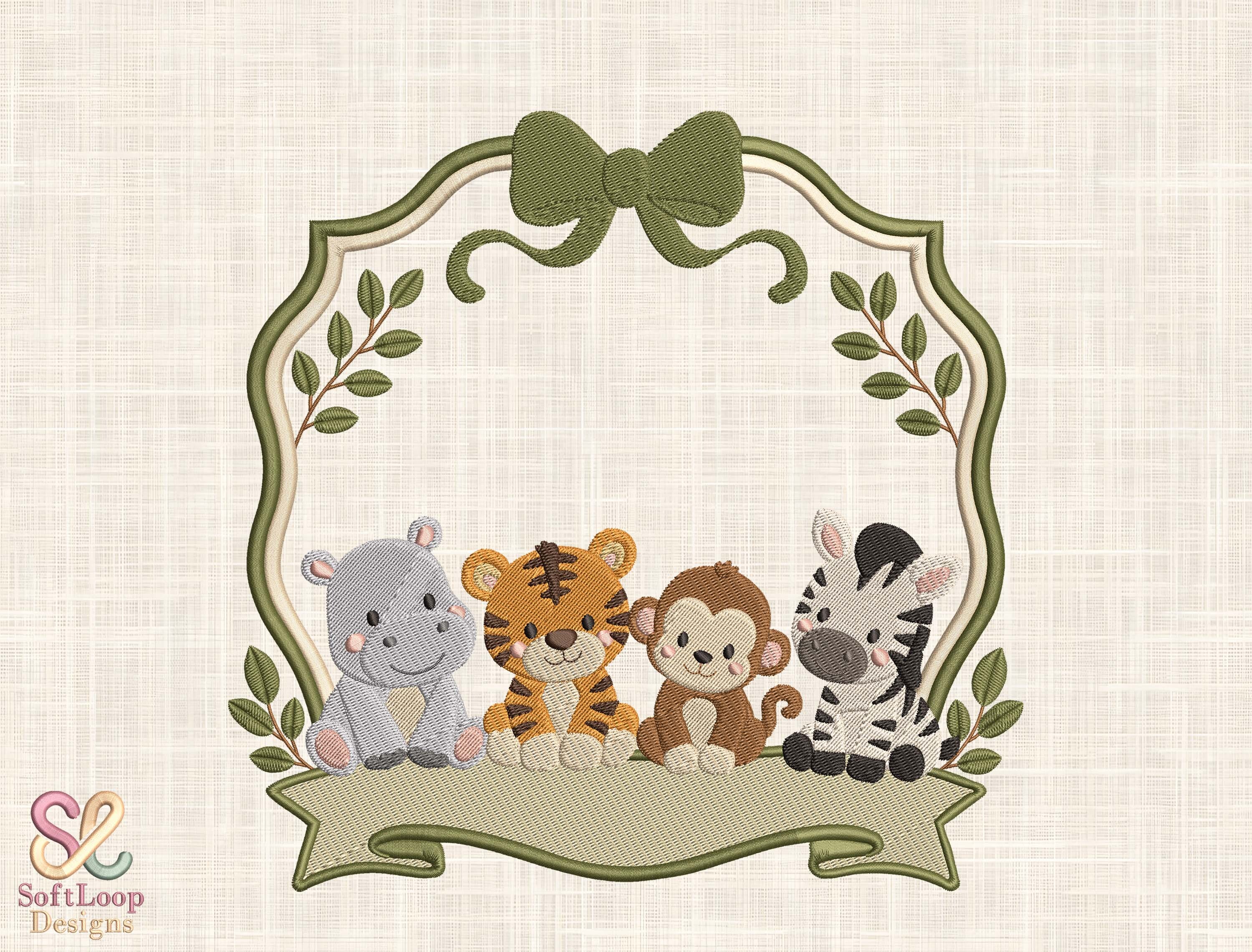 Safari Baby Animals Embroidery Design