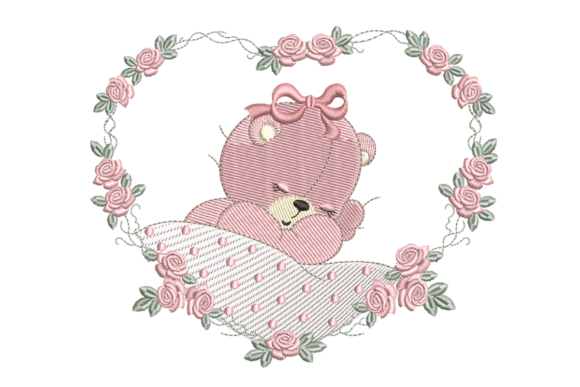 Sleeping Teddy Bear Embroidery