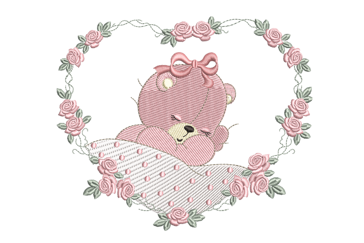Sleeping Teddy Bear Embroidery