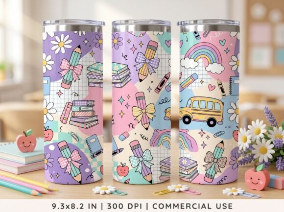 Teacher Tumbler Wrap Pastel Cute PNG