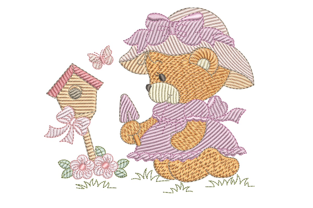 Teddy Bear Picking Flowers