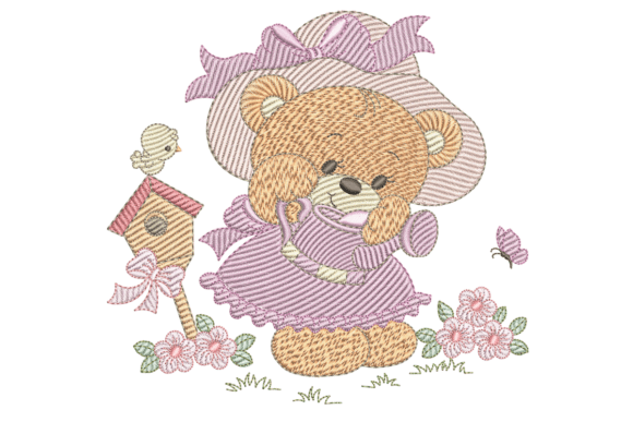 Teddy Bear Watering Flowers
