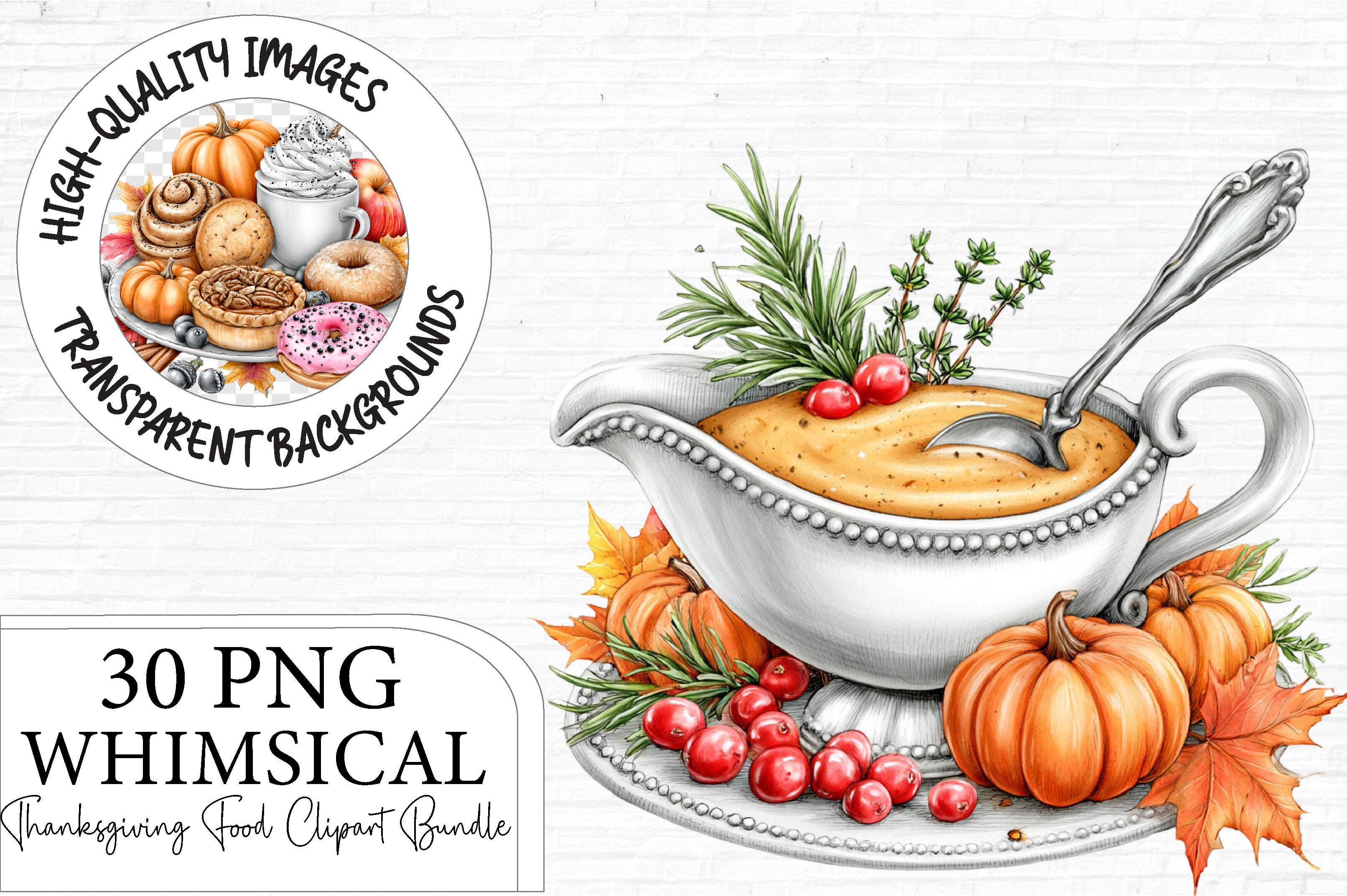 Thanksgiving Food Clipart Bundle