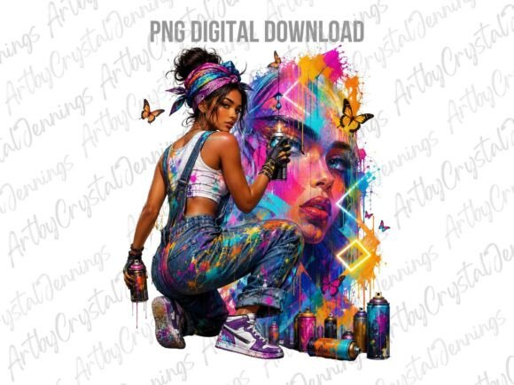 Urban Graffiti Street Art Woman PNG