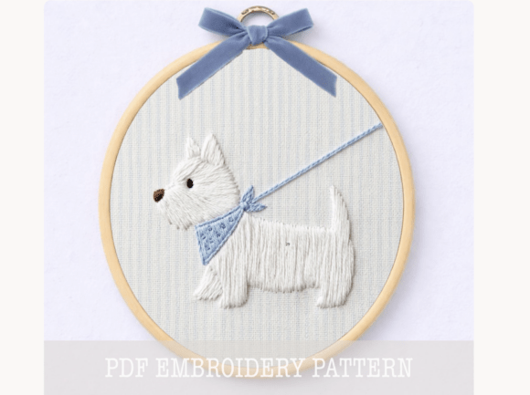 Westie Embroidery Pattern PDF