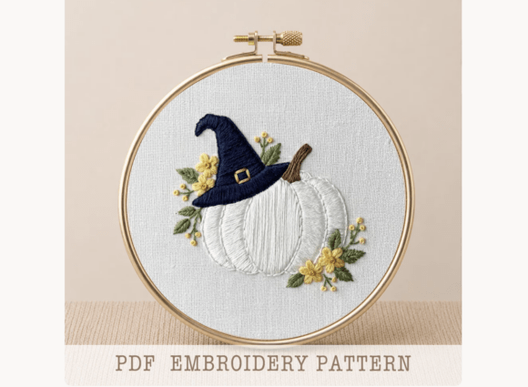 Witch Hat Pumpkin Embroidery Pattern