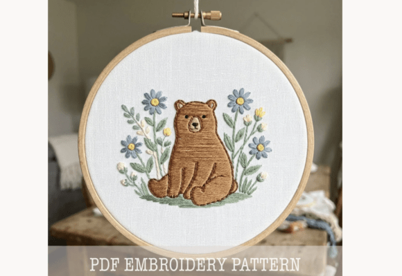 Woodland Bear Embroidery Pattern