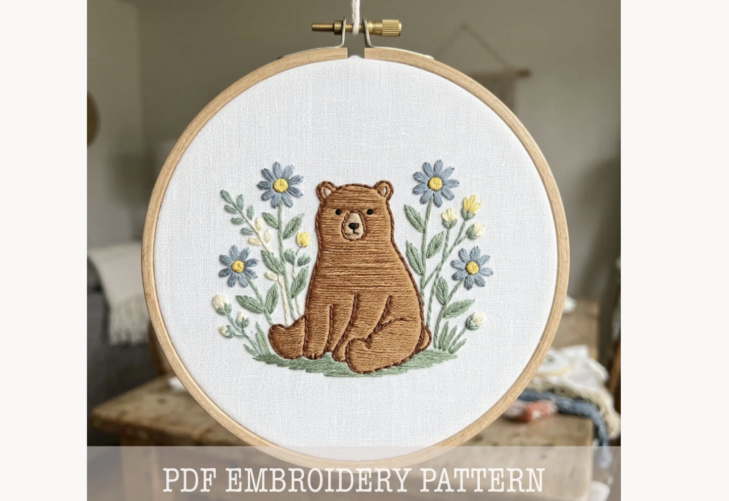 Woodland Bear Embroidery Pattern