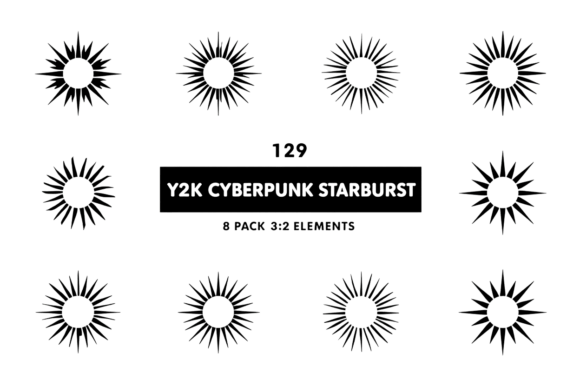 129 Y2K Cyberpunk Starburst Vector