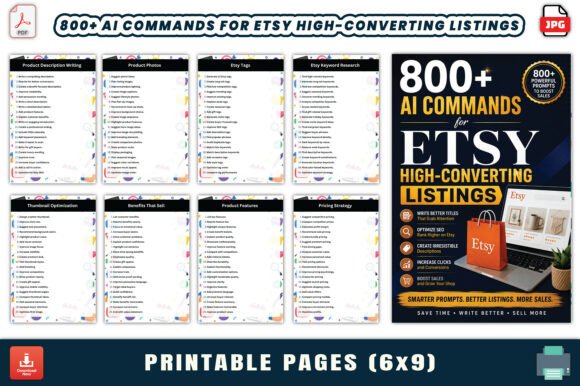 800+ AI Commands for Etsy High-Convertin