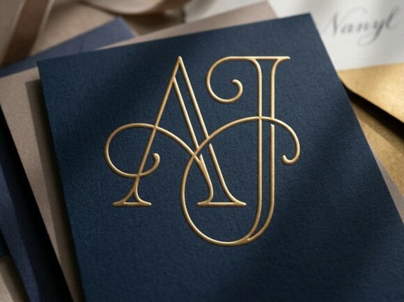 AJ Elegant Flourished Monogram Logo