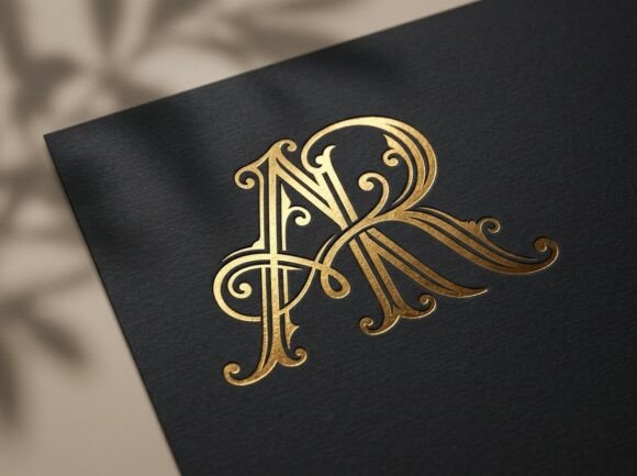 AR Elegant Flourished Monogram Logo