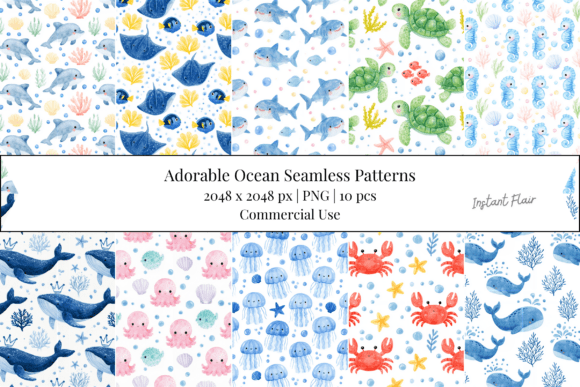 Adorable Ocean Seamless Digital Paper