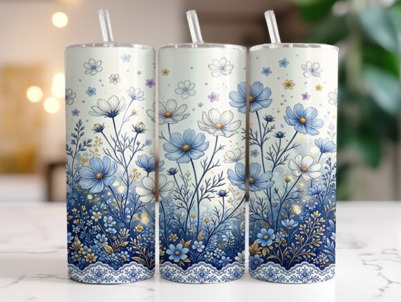 Blue Cosmos Floral 20oz Tumbler
