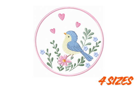 Bluebird Floral Embroidery Design